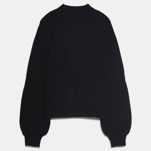 Zara Sweaters Zara Ribbed Mock Neck Bubble Sleeve Sweater Poshmark